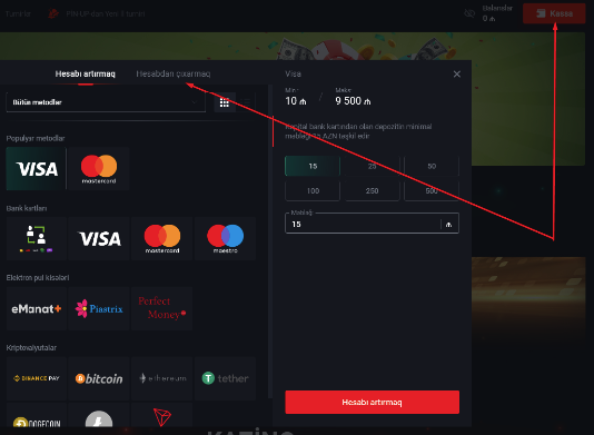 pinup Hesabdan çıxarmaq