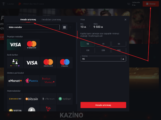 pinup Hesabı artırmaq